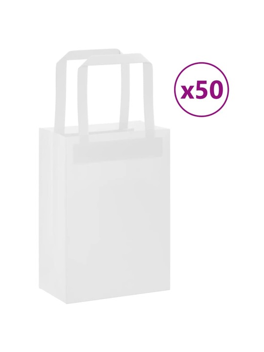 Papírové tašky 50 ks s uchy bílá 15x8x21 cm