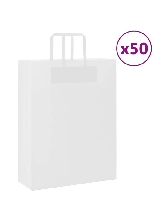 Papírové tašky 50 ks s uchy bílé 32x12x42 cm