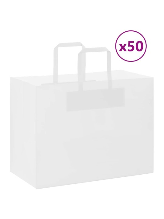 Papírové tašky 50 ks s uchy bílé 32x17x25 cm