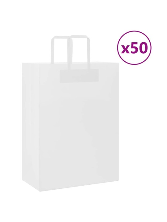 Papírové tašky 50 ks s uchy bílé 32x17x44 cm