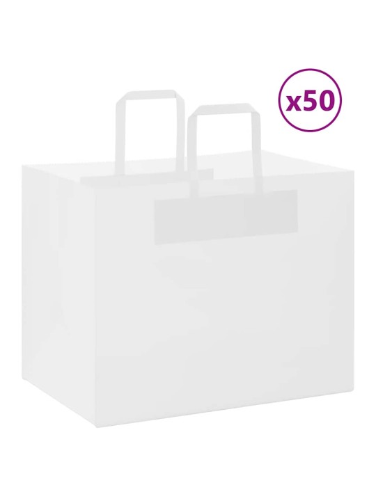 Papírové tašky 50 ks s uchy bílé 32x22x24 cm