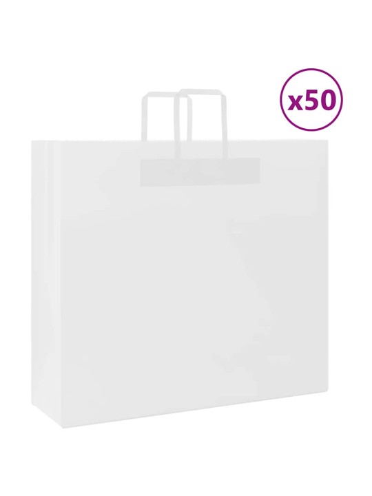 Papírové tašky 50 ks s uchy bílé 54x15x49 cm