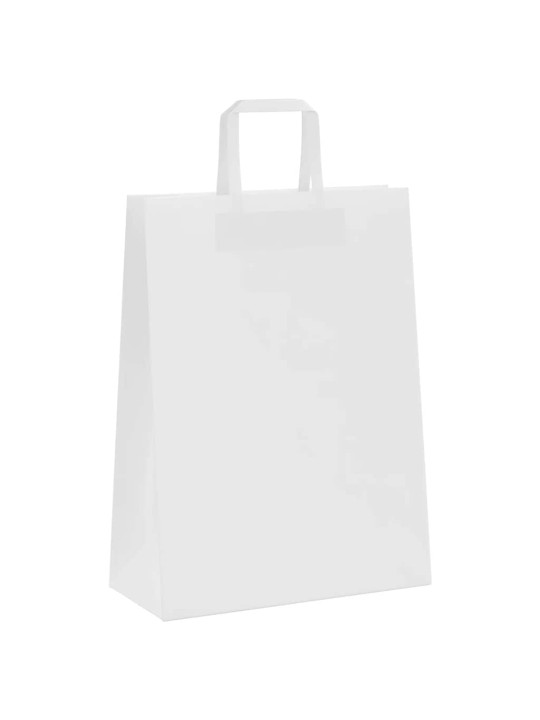 Papírové tašky 250 ks s uchy bílá 26x12x35 cm