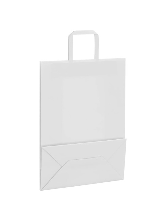 Papírové tašky 250 ks s uchy bílá 26x12x35 cm