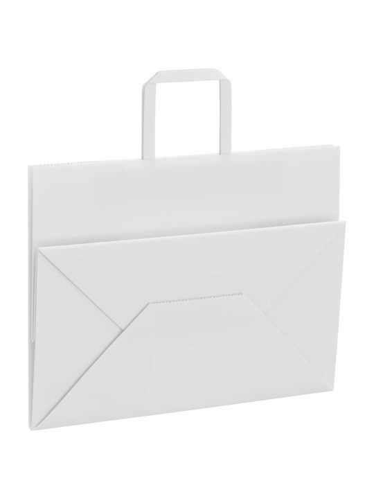 Papírové tašky 250 ks s uchy bílé 32x17x25 cm