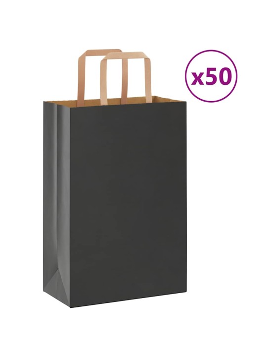 Papírové tašky 50 ks s uchy černé 21x11x31 cm
