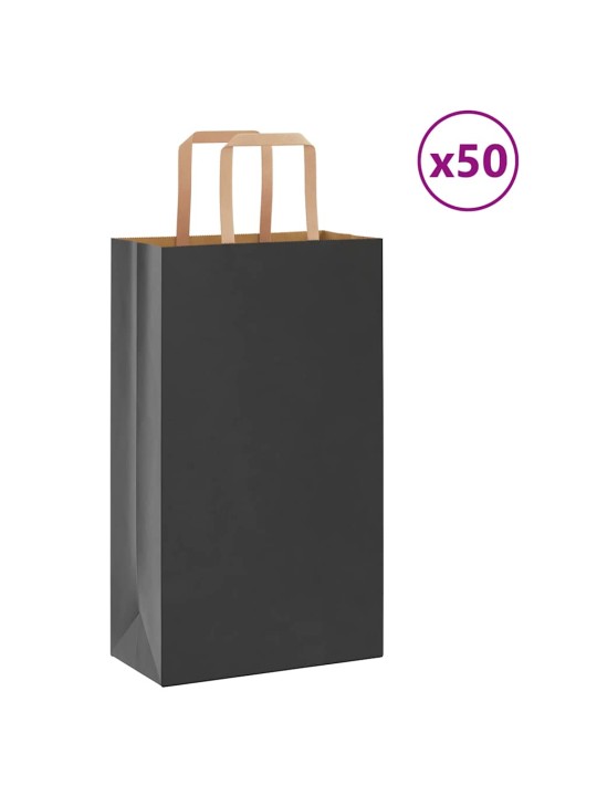 Papírové tašky 50 ks s uchy černé 21x11x36 cm
