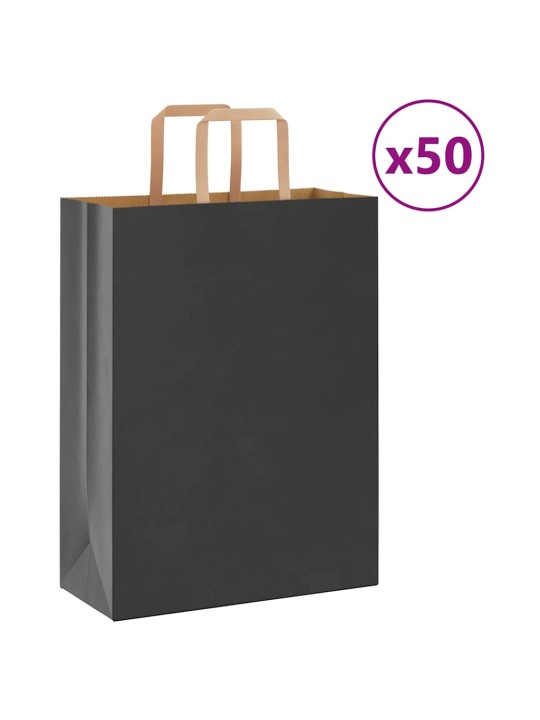Papírové tašky 50 ks s uchy černé 26x12x35 cm