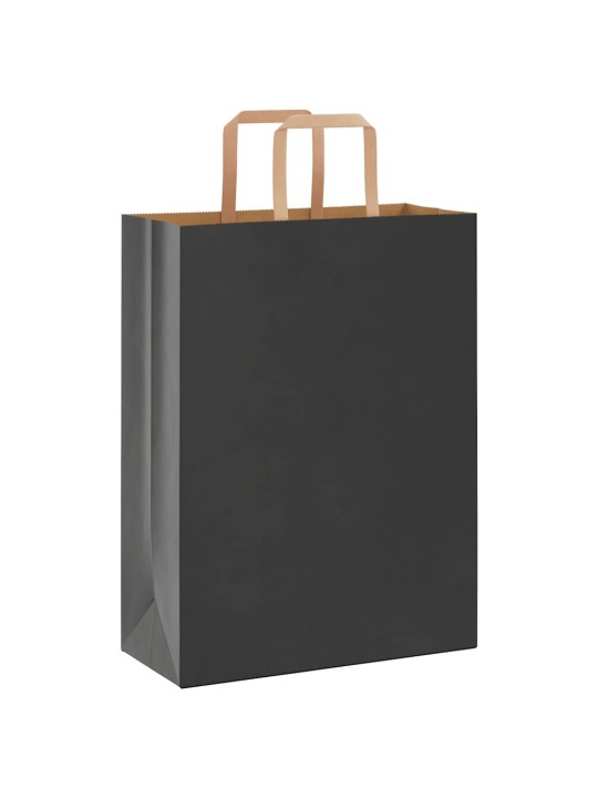 Papírové tašky 50 ks s uchy černé 26x12x35 cm