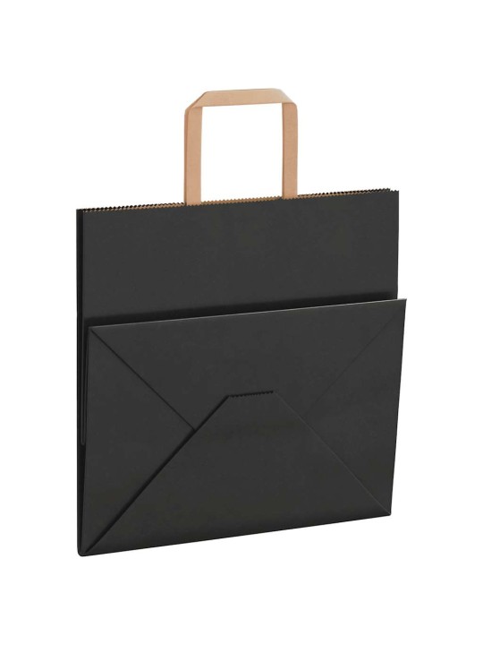 Papírové tašky 50 ks s uchy černé 26x17x25 cm