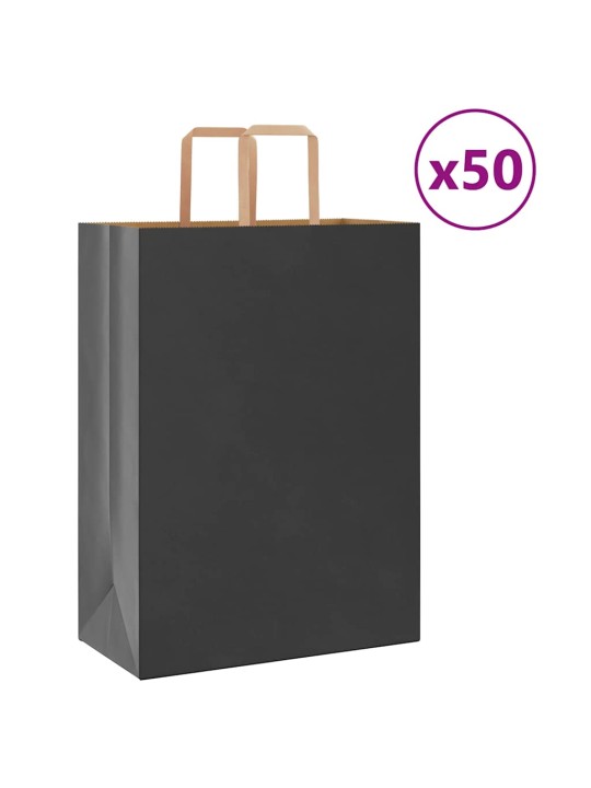 Papírové tašky 50 ks s uchy černé 32x17x44 cm