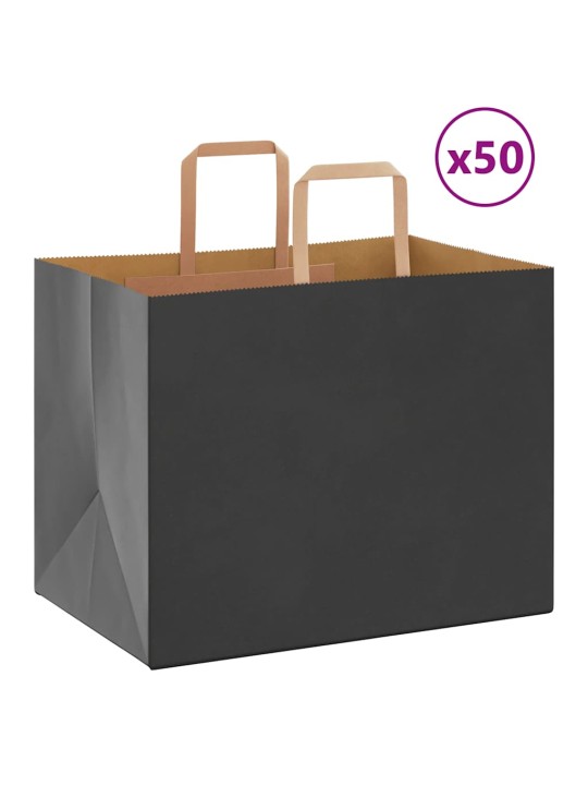 Papírové tašky 50 ks s uchy černé 32x22x24 cm