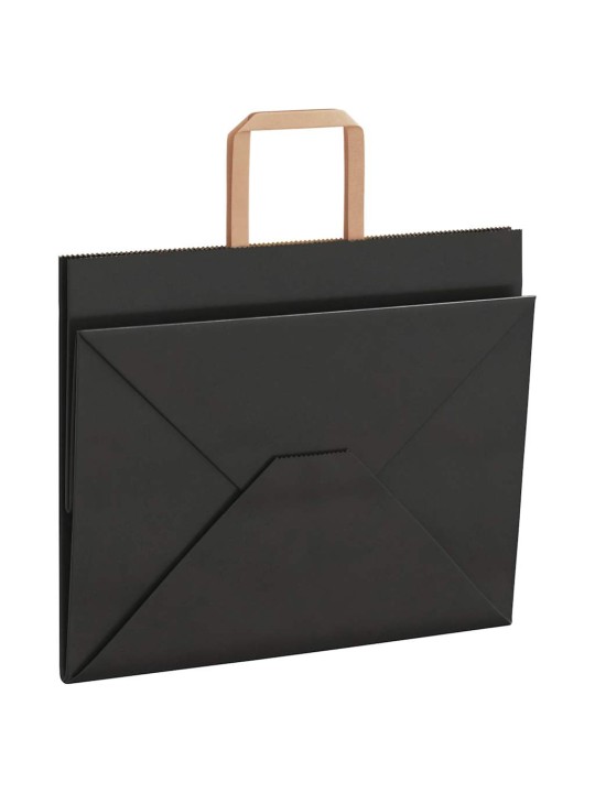 Papírové tašky 50 ks s uchy černé 32x22x24 cm