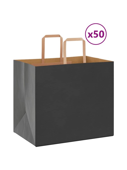 Papírové tašky 50 ks s uchy černé 32x22x28 cm
