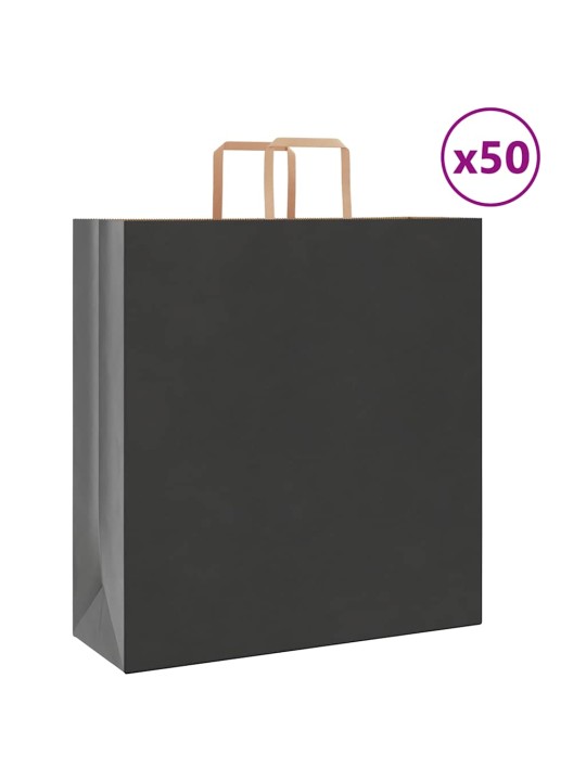 Papírové tašky 50 ks s uchy černé 45x17x48 cm