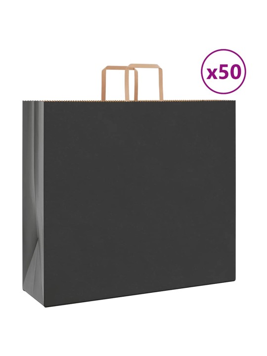 Papírové tašky 50 ks s uchy černé 54x15x49 cm