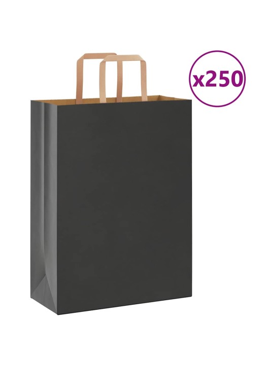 Papírové sáčky 250 ks s uchy černé 26x12x35 cm
