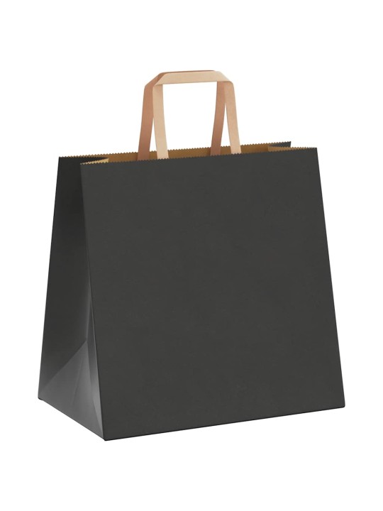 Papírové tašky 250 ks s uchy černé 26x17x25 cm