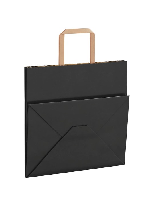 Papírové tašky 250 ks s uchy černé 26x17x25 cm