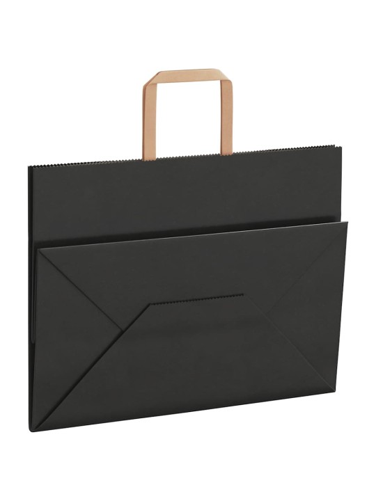 Papírové tašky 250 ks s uchy černé 32x17x25 cm
