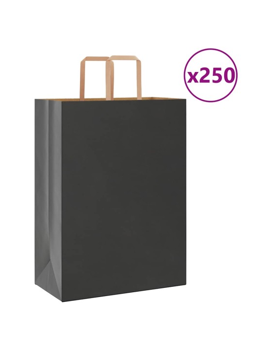 Papírové tašky 250 ks s uchy černé 32x17x44 cm