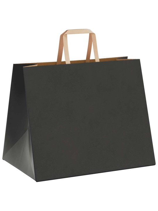 Papírové tašky 250 ks s uchy černé 32x22x24 cm