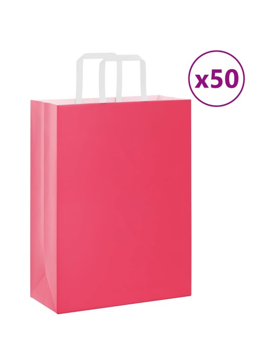 Papírové tašky 50 ks s uchy růžové 26x12x35 cm
