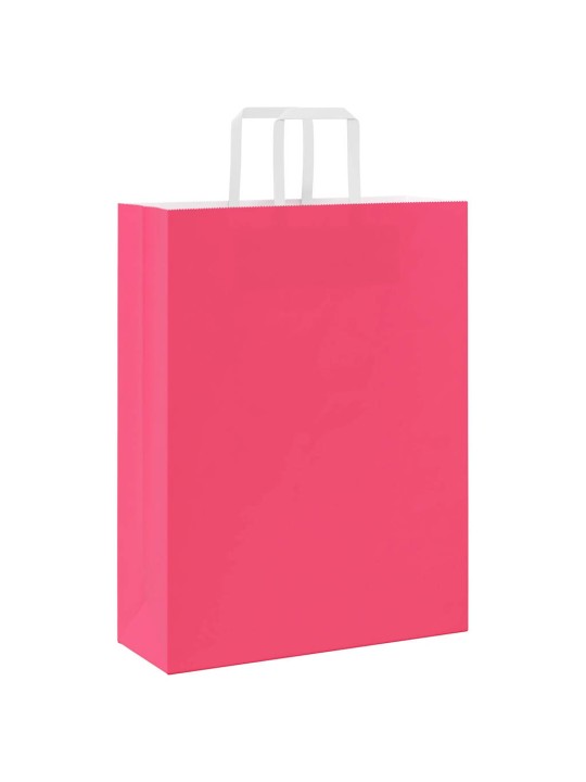 Papírové tašky 50 ks s uchy růžové 32x12x42 cm