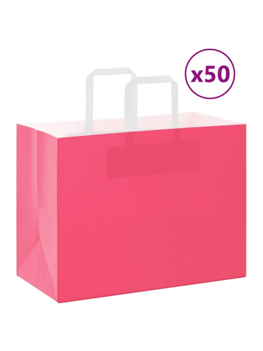 Papírové tašky 50 ks s uchy růžové 32x17x25 cm