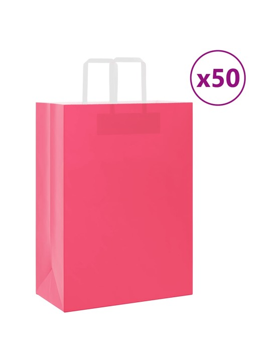Papírové tašky 50 ks s uchy růžové 32x17x44 cm