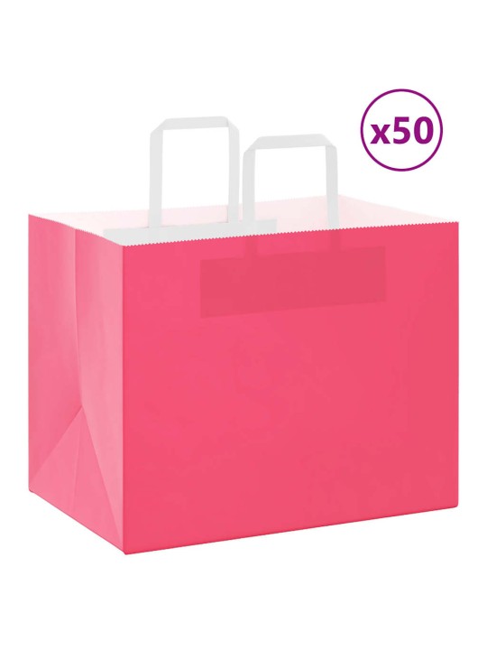 Papírové tašky 50 ks s uchy růžové 32x22x24 cm
