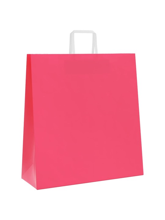 Papírové tašky 50 ks s uchy růžová 45x17x48 cm