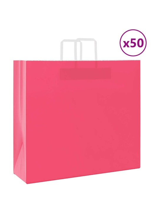 Papírové tašky 50 ks s uchy růžové 54x15x49 cm