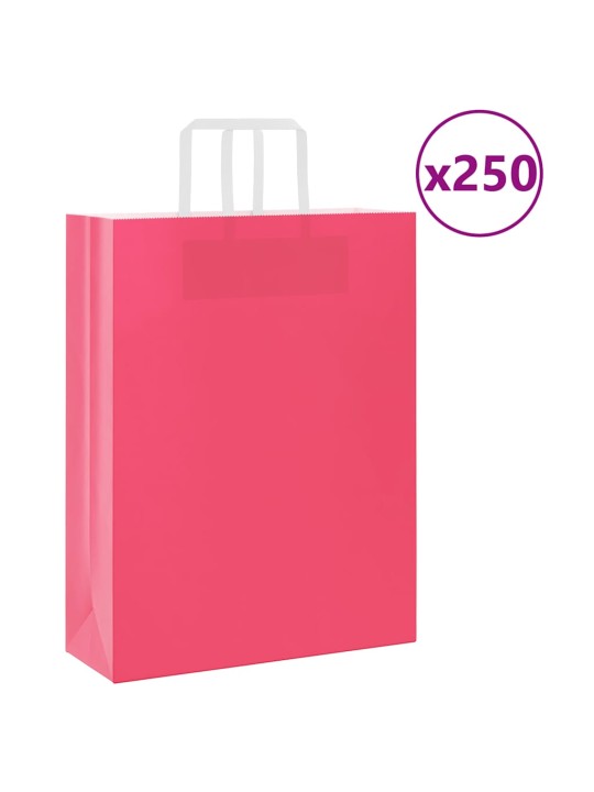 Papírové sáčky 250 ks s uchy růžové 32x12x42 cm