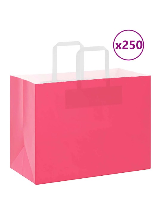 Papírové sáčky 250 ks s uchy růžové 32x17x25 cm