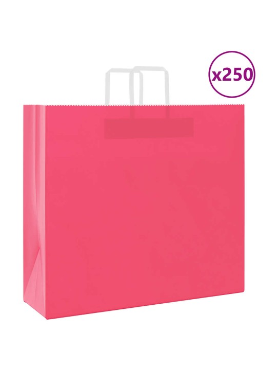 Papírové sáčky 250 ks s uchy růžové 54x15x49 cm