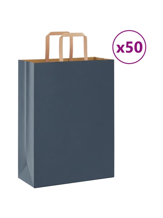 Papírové tašky 50 ks s uchy modrá 26x12x35 cm
