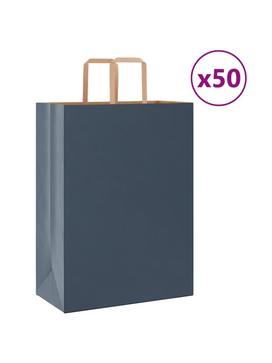 Papírové tašky 50 ks s uchy modrá 32x17x44 cm