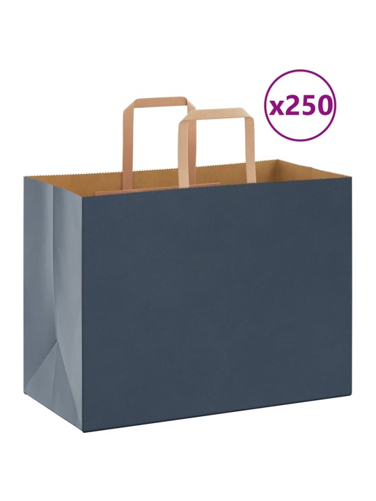 Papírové tašky 250 ks s uchy modrá 32x17x25 cm