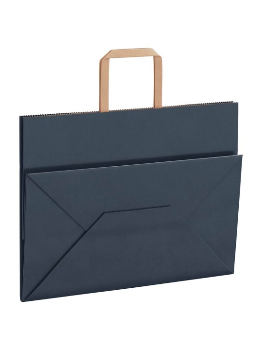 Papírové tašky 250 ks s uchy modrá 32x17x25 cm