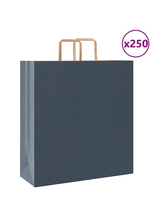 Papírové tašky 250 ks s uchy modrá 45x17x48 cm