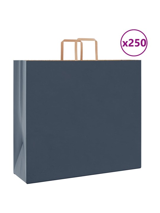 Papírové tašky 250 ks s uchy modrá 54x15x49 cm