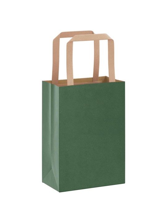 Papírové tašky 50 ks s uchy zelené 15x8x21 cm