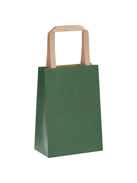 Papírové tašky 50 ks s uchy zelené 15x8x21 cm