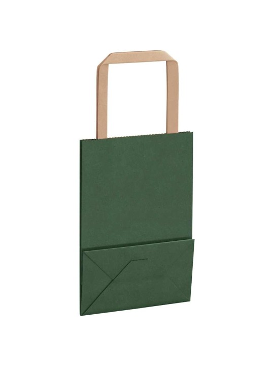 Papírové tašky 50 ks s uchy zelené 15x8x21 cm