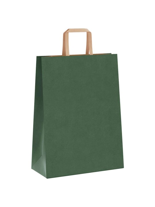 Papírové tašky 50 ks s uchy zelené 26x12x35 cm