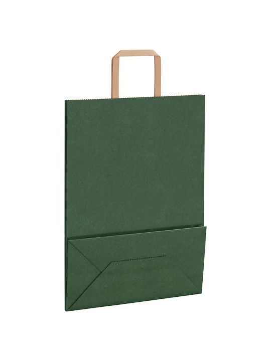 Papírové tašky 50 ks s uchy zelené 26x12x35 cm