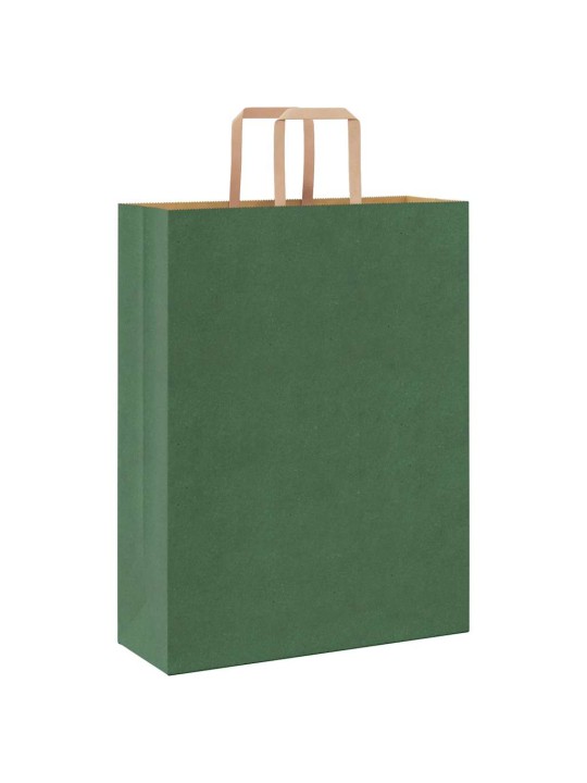 Papírové tašky 50 ks s uchy zelené 32x12x42 cm