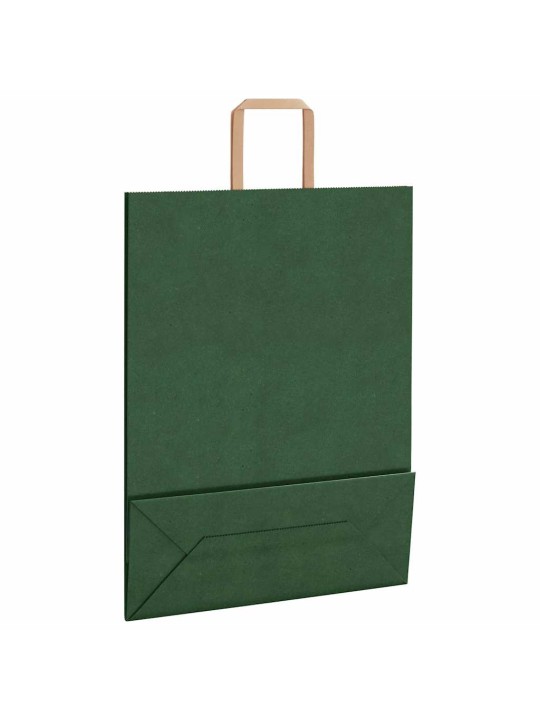 Papírové tašky 50 ks s uchy zelené 32x12x42 cm