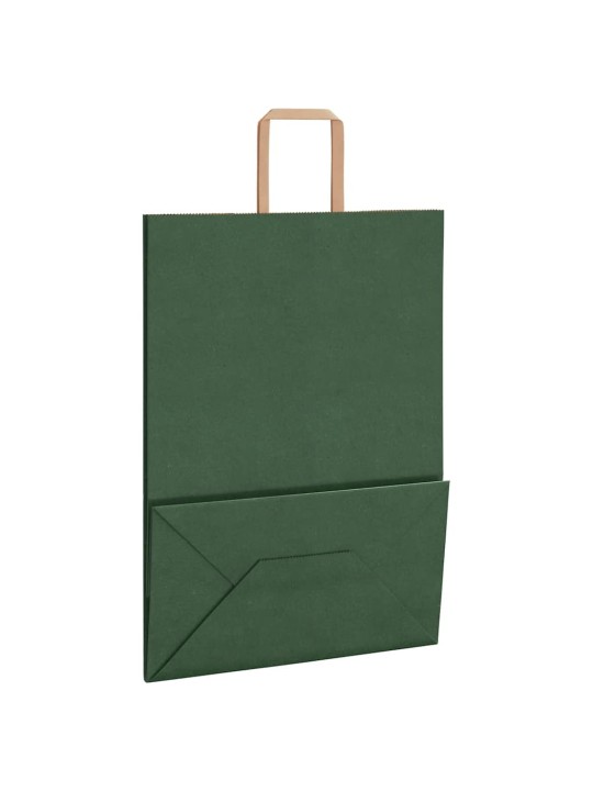 Papírové tašky 50 ks s uchy zelené 32x17x44 cm